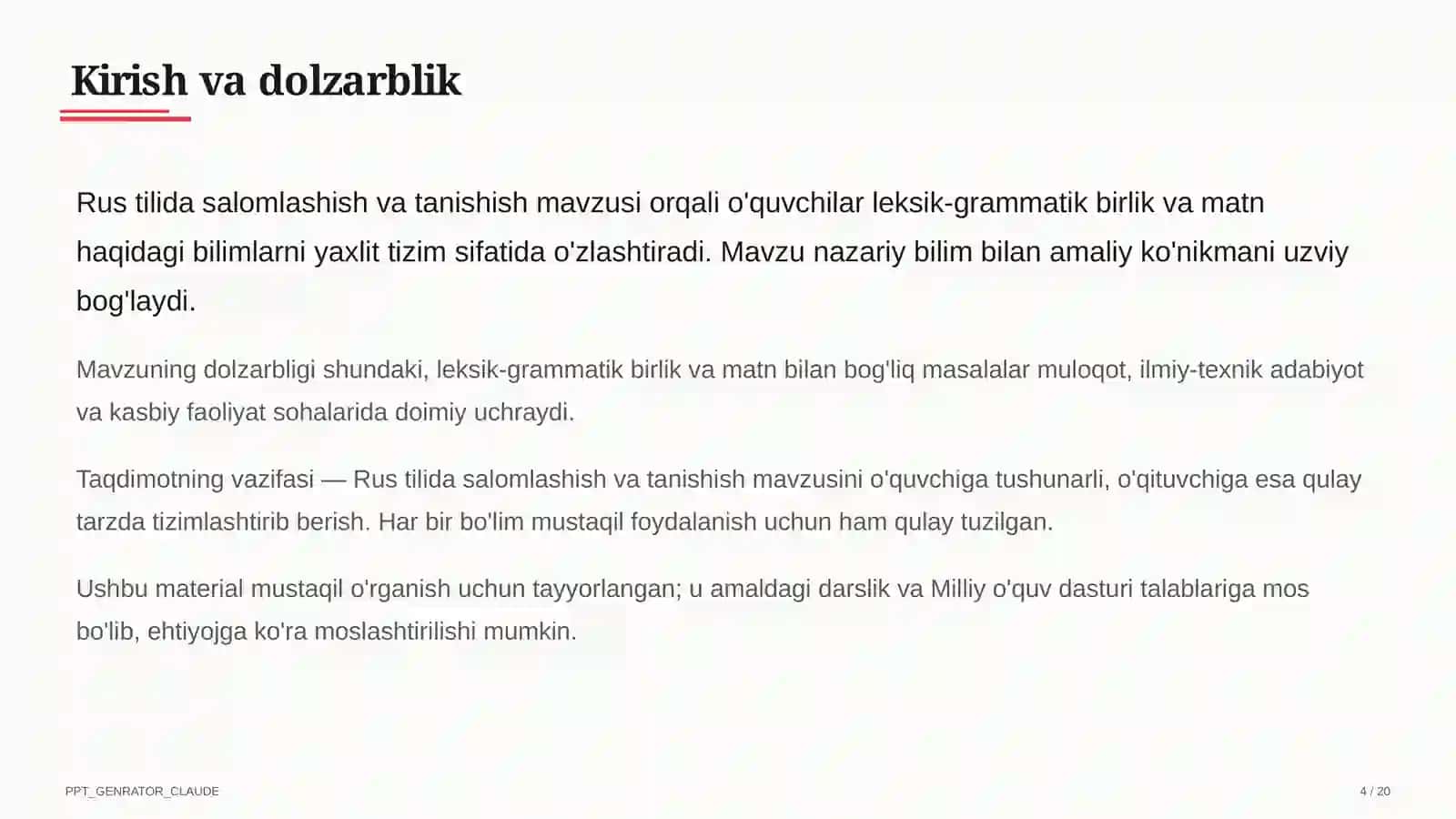 Rus tilida salomlashish va tanishish (2-sinf) 4