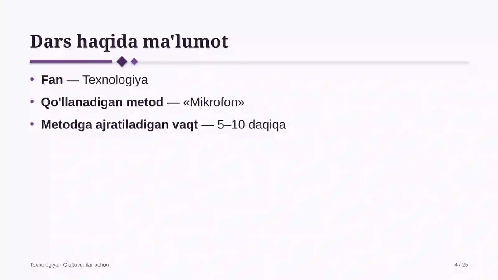 texnologiya darslarida mikrofon metodidan foydalanish 8954 4