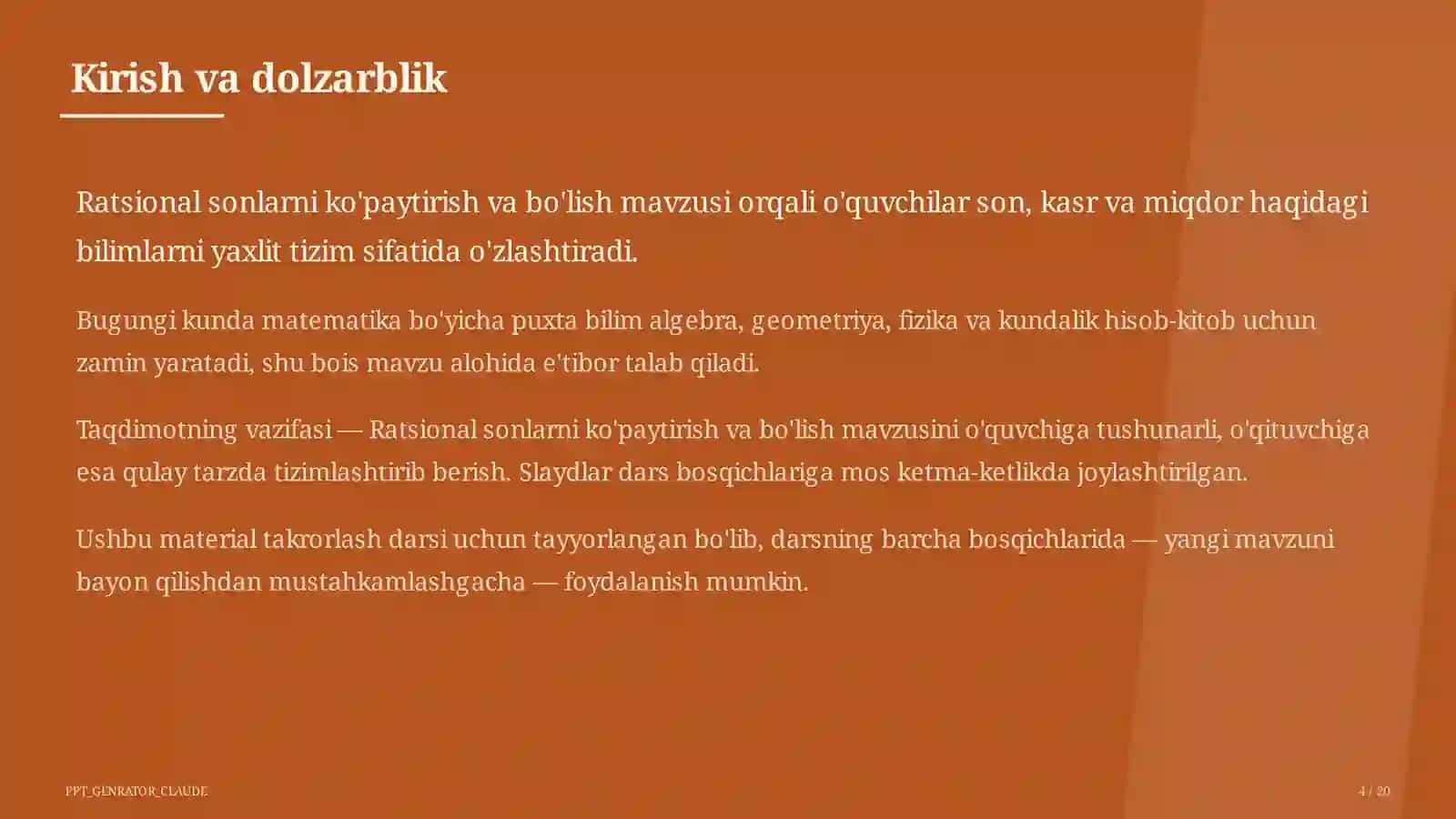 Ratsional sonlarni ko'paytirish va bo'lish (6-sinf) 4