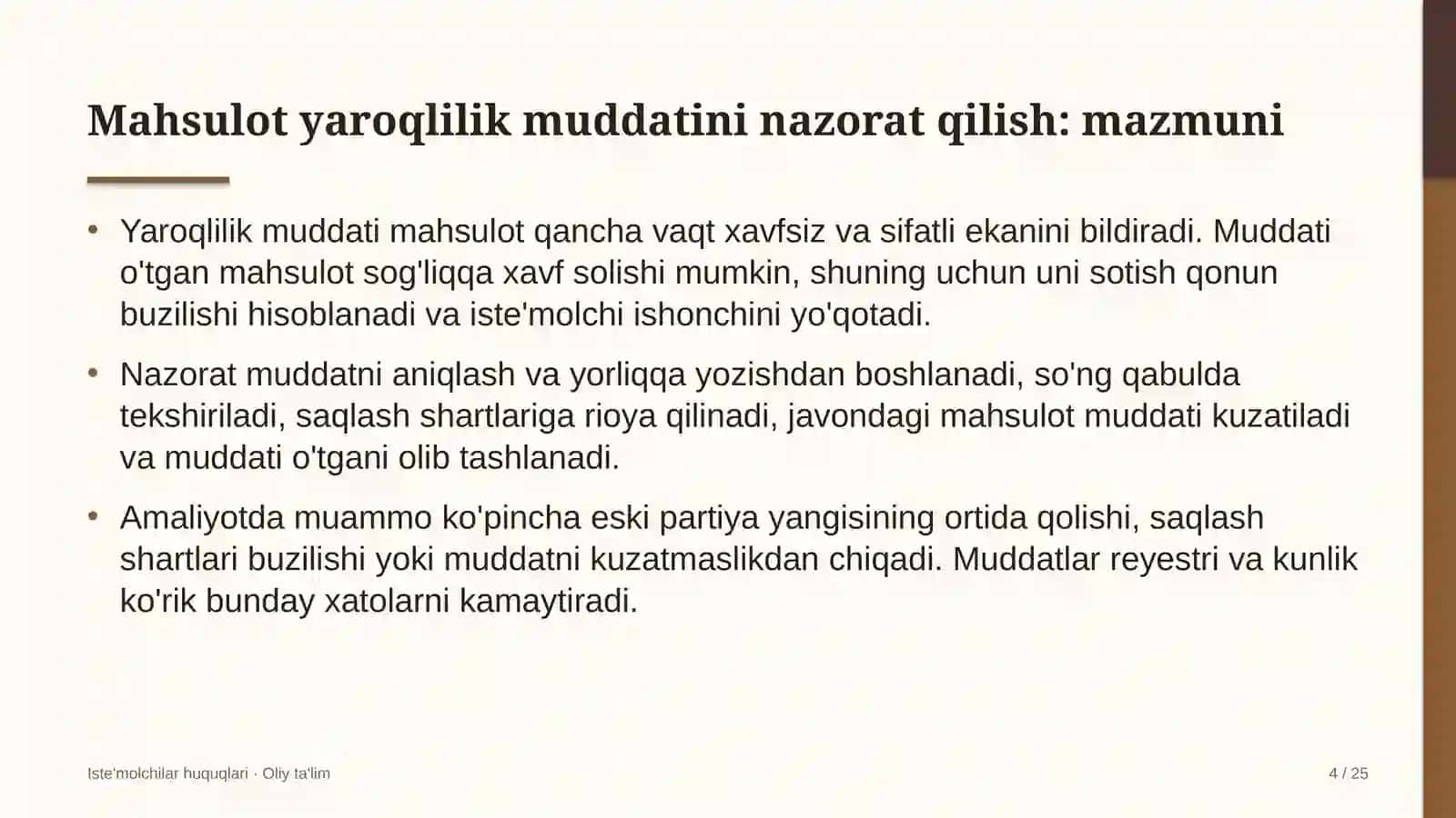 ISTE'MOLCHILAR HUQUQLARI · OLIY TA'LIM 4