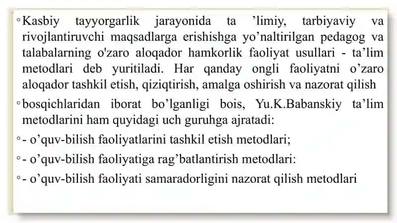 Maxsus fanlarni o'qitish jarayonida pedagogik texnologiyalardan foydalanish. 4