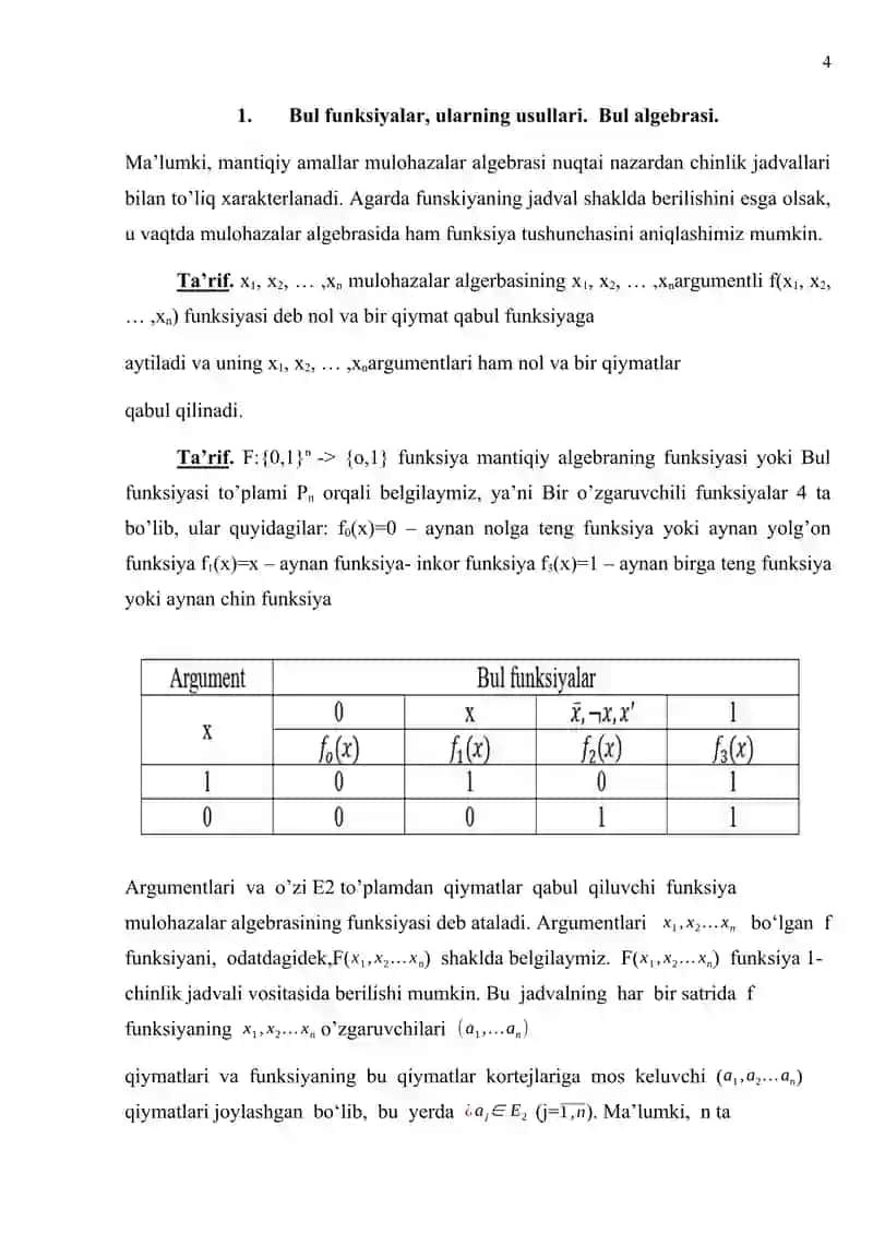 Bul algebrasi qonunlari 4