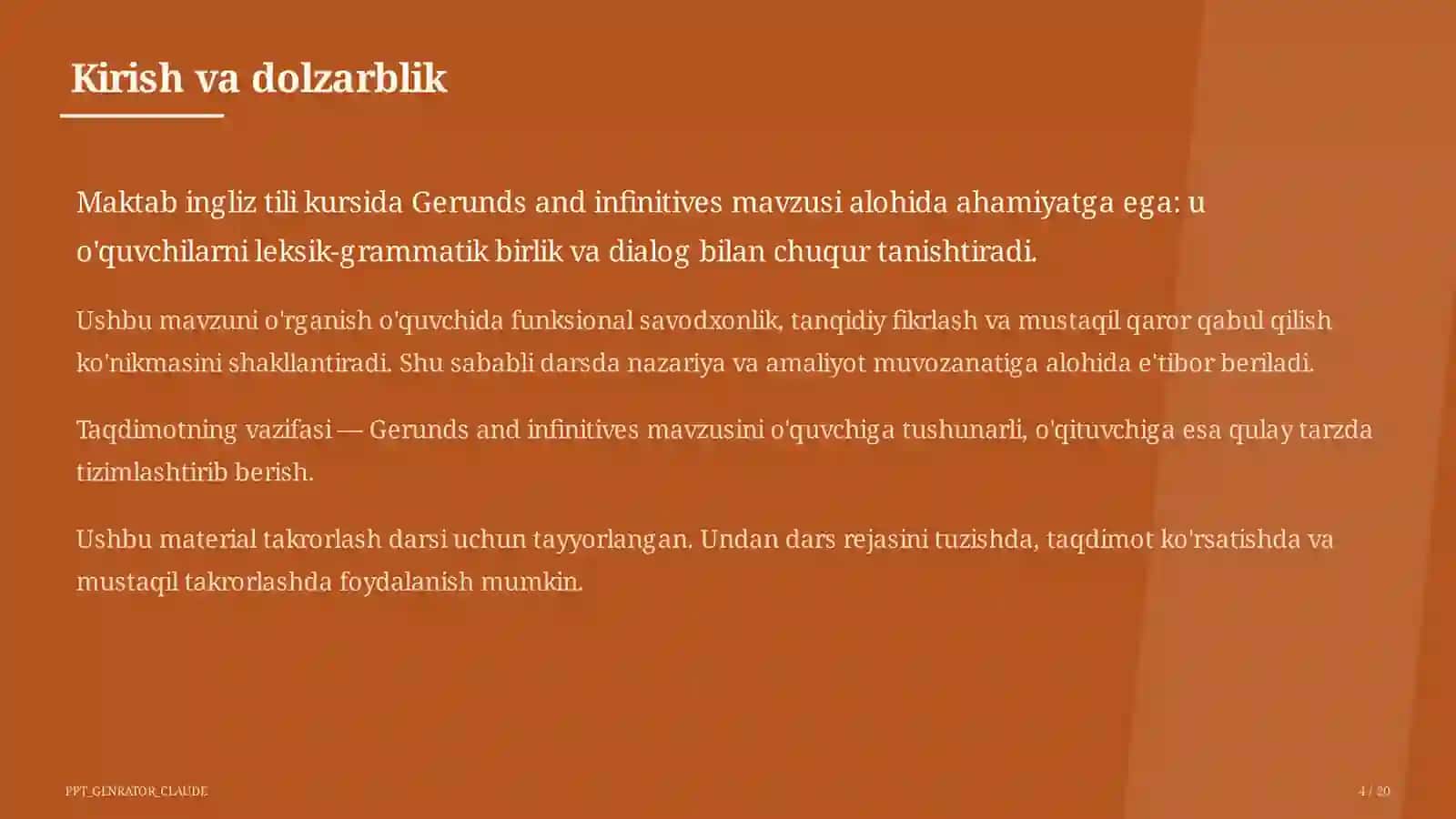 Gerunds and infinitives (11-sinf) 4