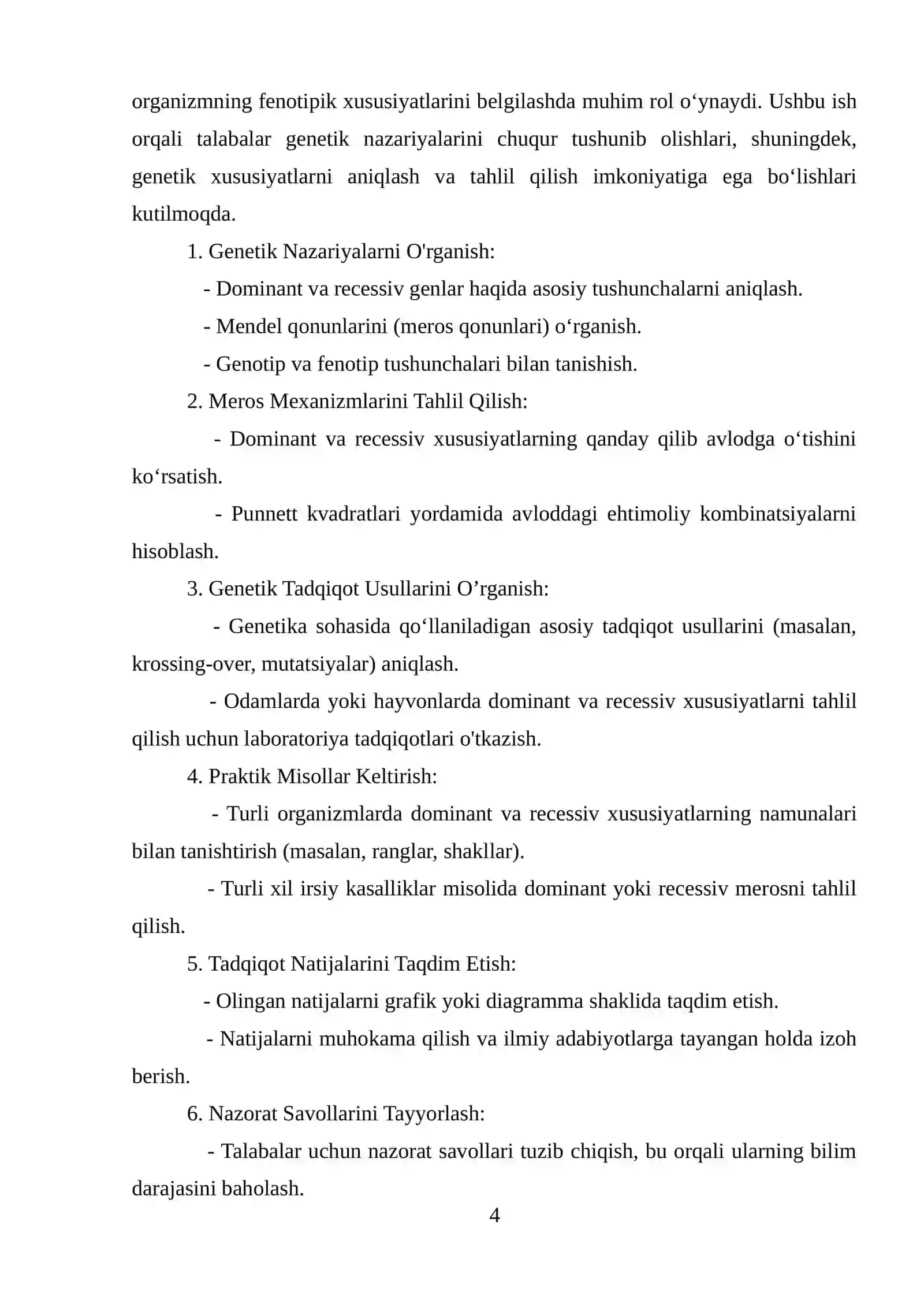 GENITIKA VA GENOMIKAFANIDAN TAYYORLAGAN 4