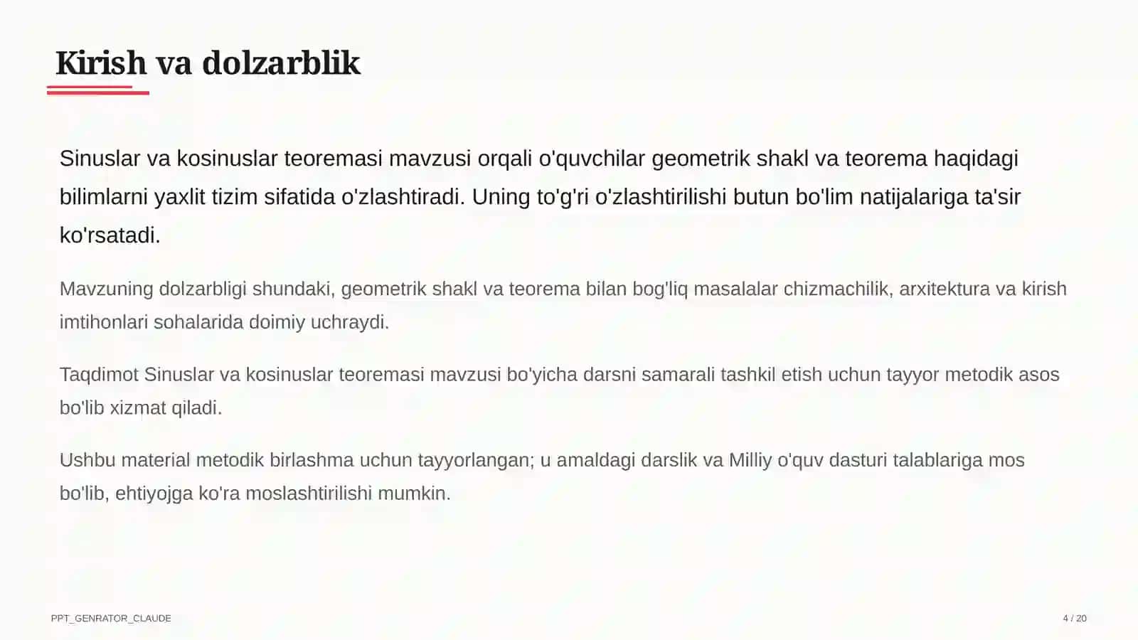 Sinuslar va kosinuslar teoremasi (9-sinf) 4