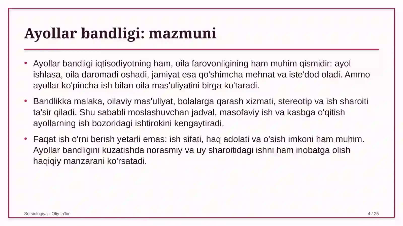yuqori tezlikdagi temir yo'l qatnovida ayollar bandligi 6706 4