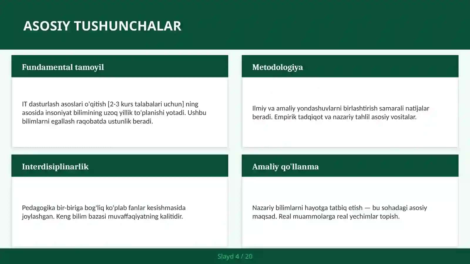 IT dasturlash asoslari o'qitish [2-3 kurs talabalari uchun] 4