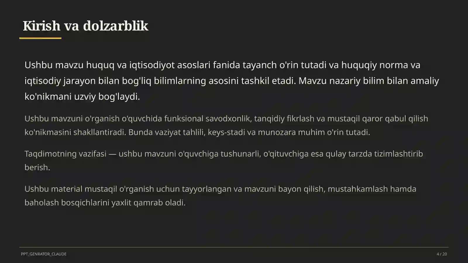 O'zbekiston Respublikasi Konstitutsiyasi: asosiy tamoyillar (9-sinf) 4