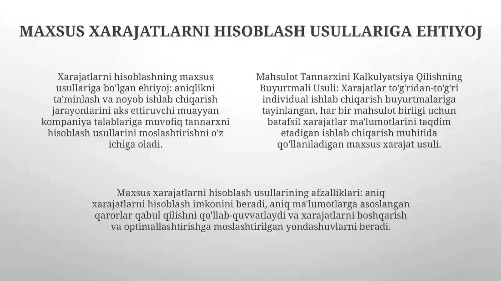 Mаhsulоt Tаnnаrхini Kаlkulyatsiya Qilishning Buyurtmаli Usuli 4