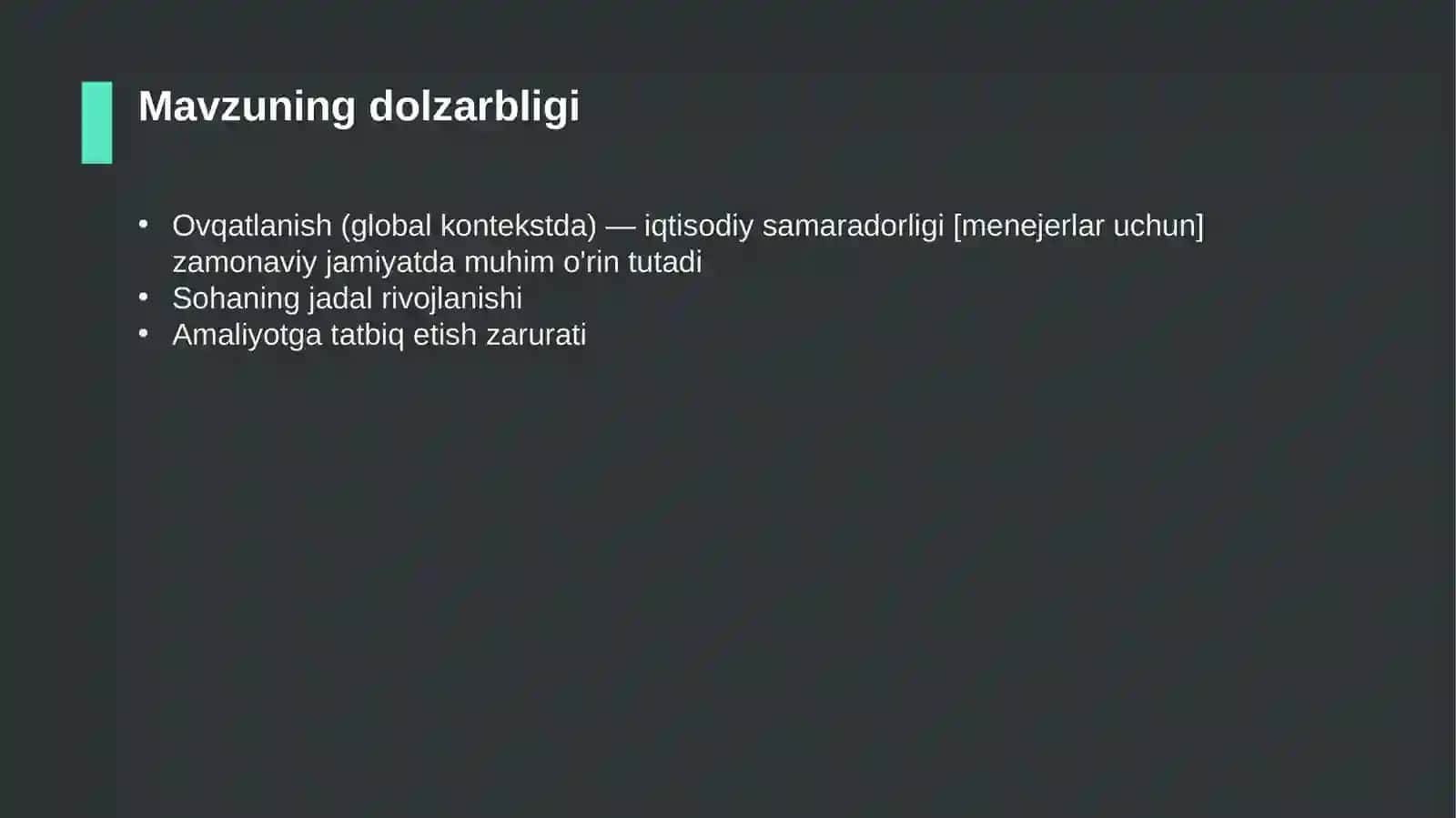 O'vqatlanish (global kontekstda) — iqtisodiy samaradorligi [menejerlar uchun] 4