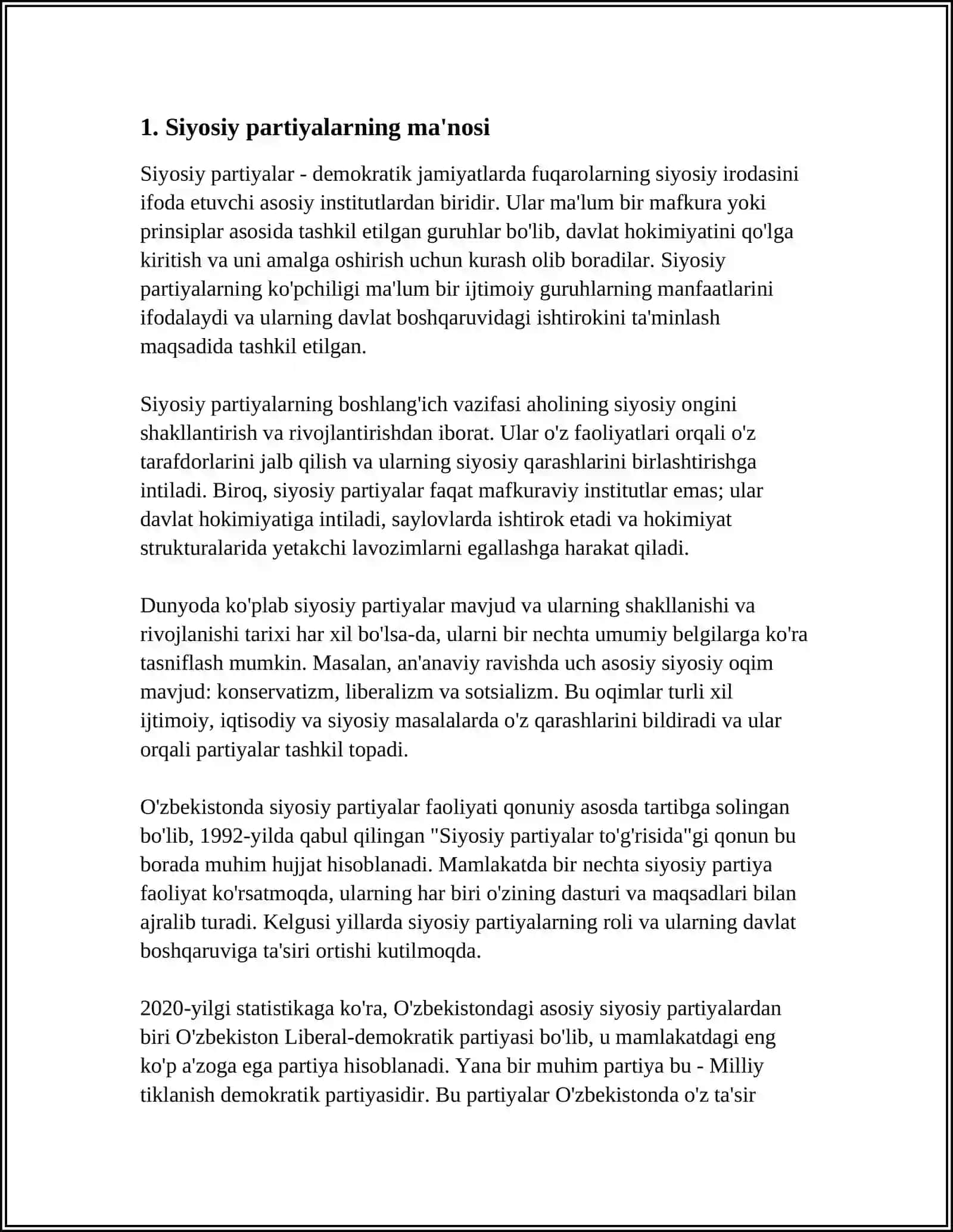 SIYOSIY PARTIYALAR: TUSHUNCHASI, ROLI VA ULARNING ASOSIY FUNKTSIYALARI 4