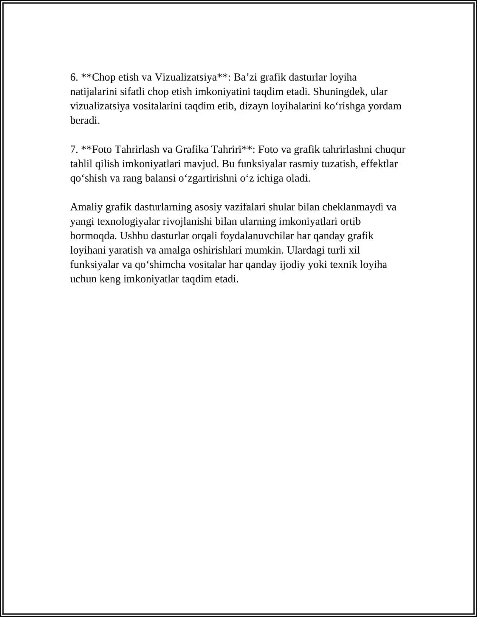 AMALIY GRAFIK DASTURDAN FOYDALANISH. ULARNING TOIFALARI, FUNKSIYALARI VA IMKONIYATLARI 4