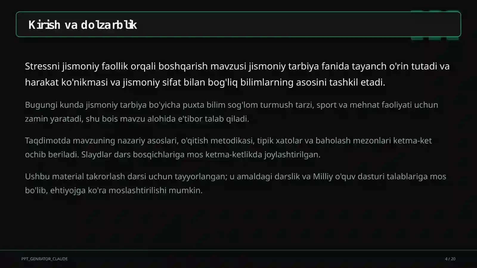 Stressni jismoniy faollik orqali boshqarish (11-sinf) 4