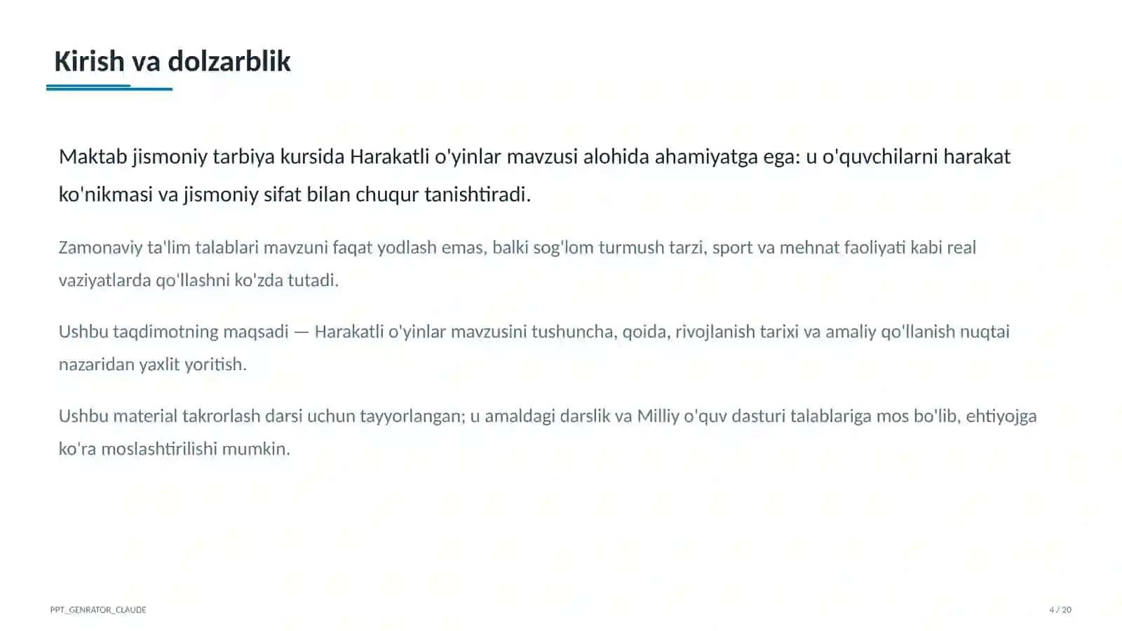 Harakatli o'yinlar (1-sinf) 4