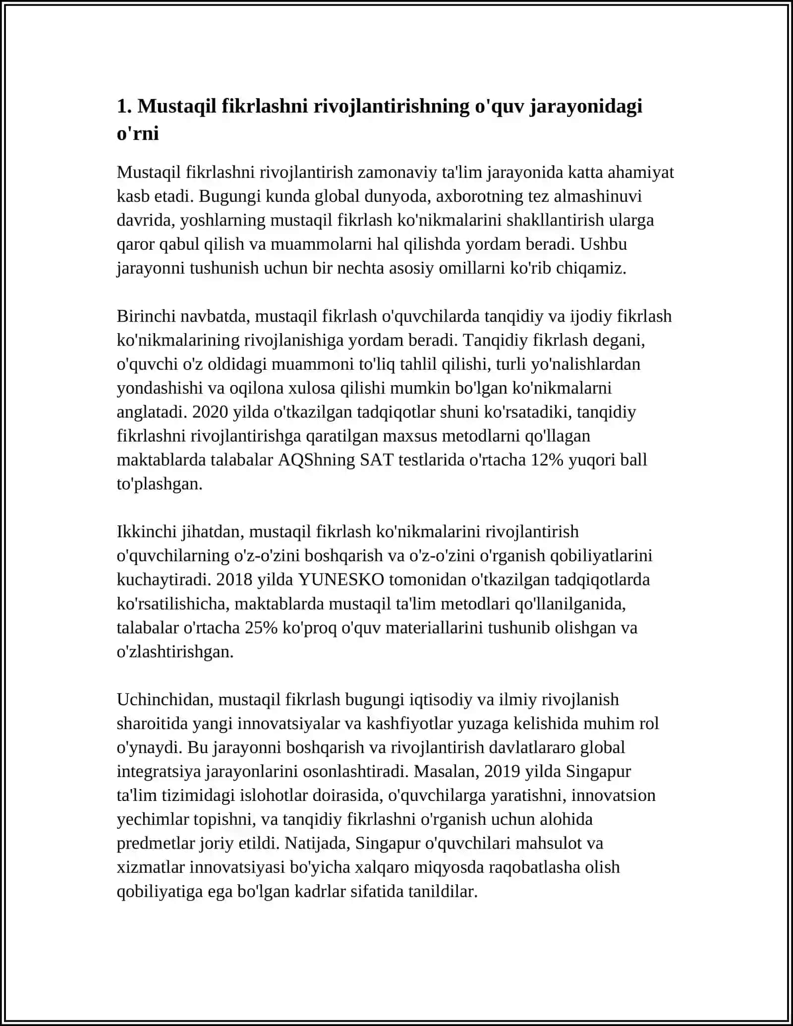 BIOLOGIYANI O'QITISHDA O'QUVCHILARNING MUSTAQIL VA IJODIY FIKR YURITISH KO'NIKMALARINI TARKIB TOPTIRISH YO'LLARI 4