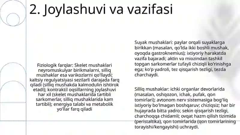 Silliq va kondalang targil mushaklar fiziologik fariqlari 4