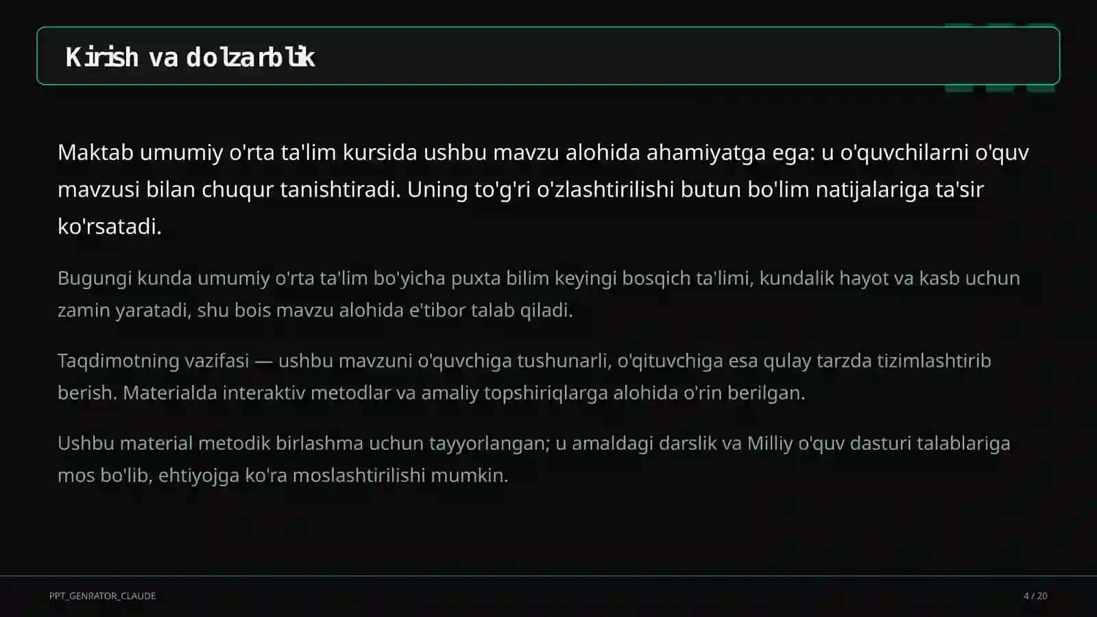 Yangi o'quv rejasi 2026-2027: fanlar bo'yicha soatlar o'zgarishi va o'qituvchi uchun amaliy xulosalar (2026) 4