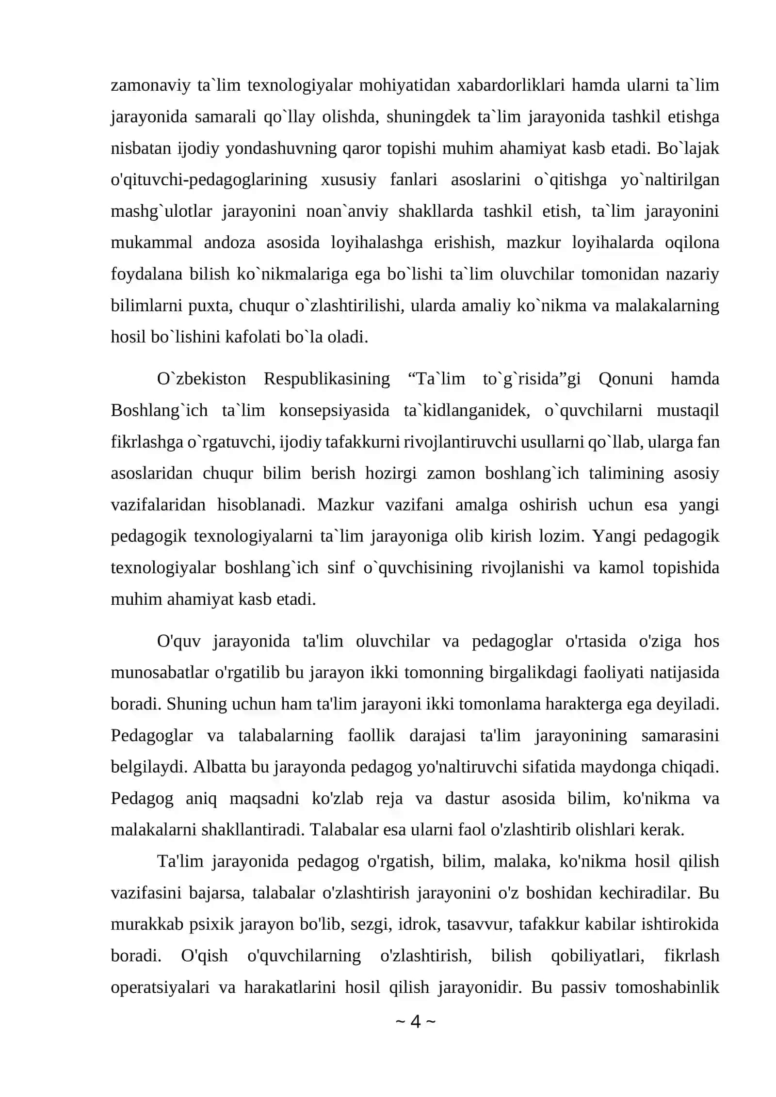 Sifat soʻz turkumini oʻrganish jarayonida oʻquvchilar nutqini rivojlantirish. KURS ISHI 4