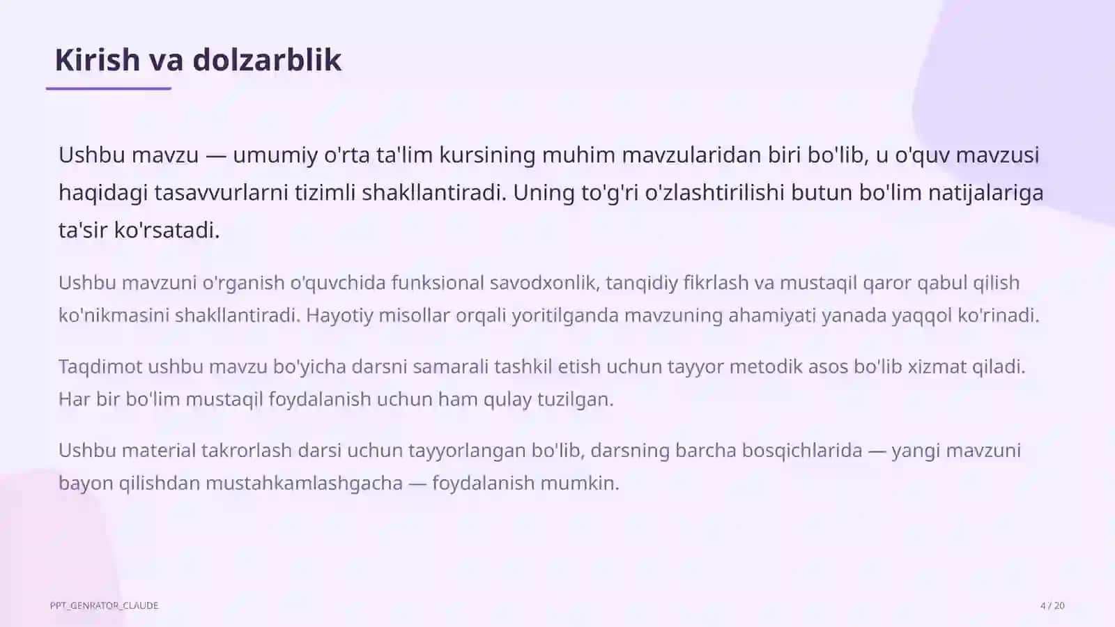 Kasbiy mahorat yetakchisi uchun portfolio va ochiq darslar 4
