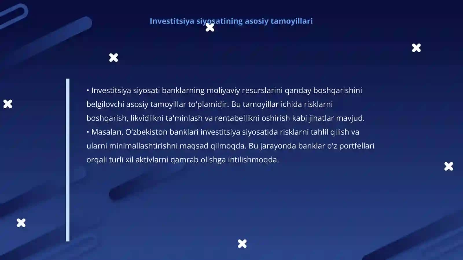 Banklardagi investitsiya faoliyati va investitsiya siyosati 4