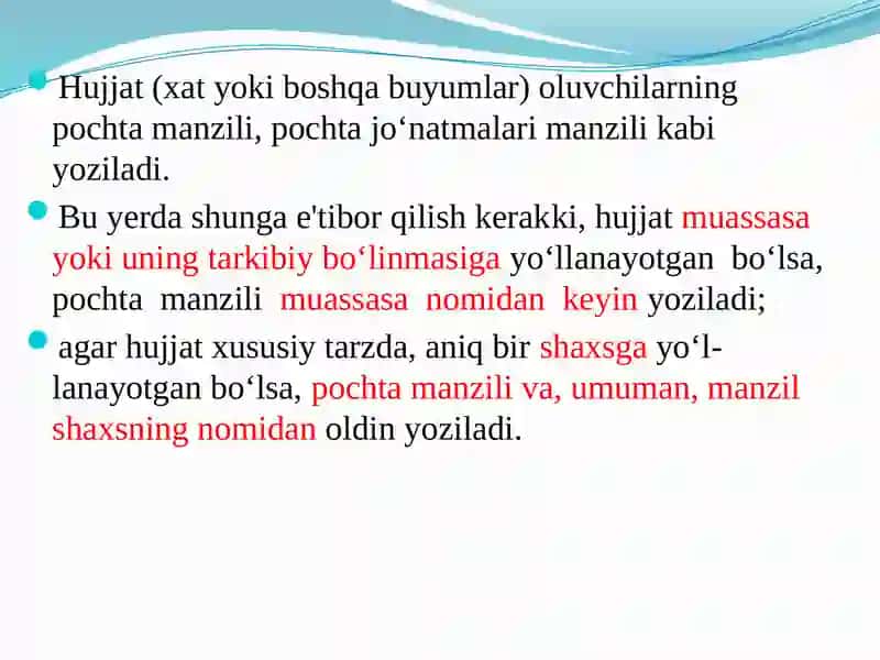 Xizmat yozishmalari va uning turlari 4
