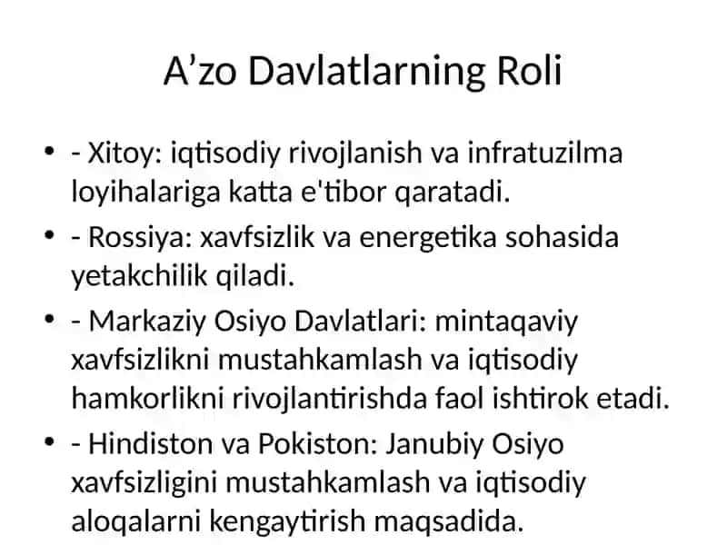 Shanxay Hamkorlik Tashkiloti 4