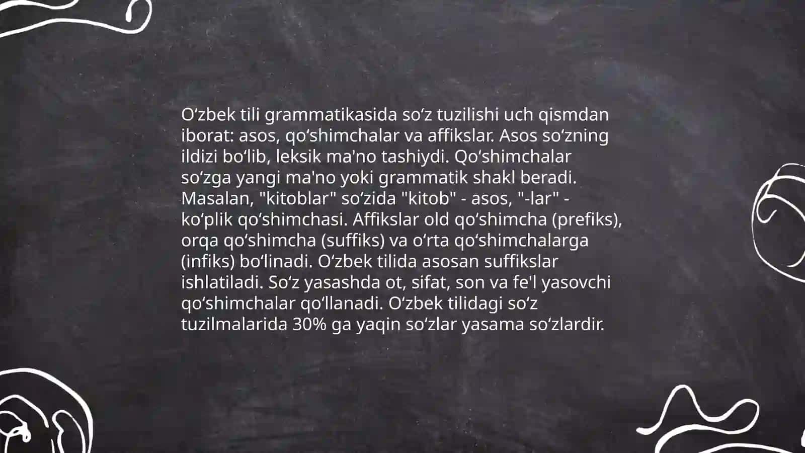 Oʻzbek tilidan tarqatma materiallar tayyorlash. (bo‘limlar bo‘yicha) 4