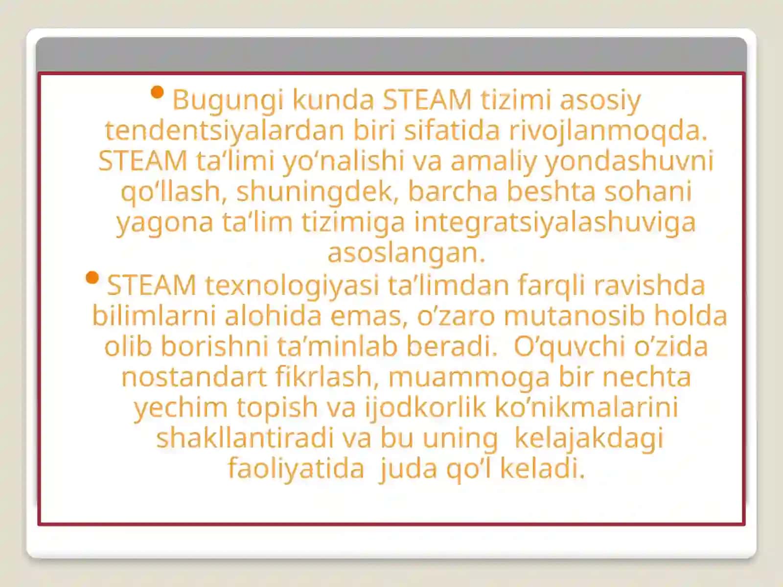 STEAM texnologiyasini joriy etish 4