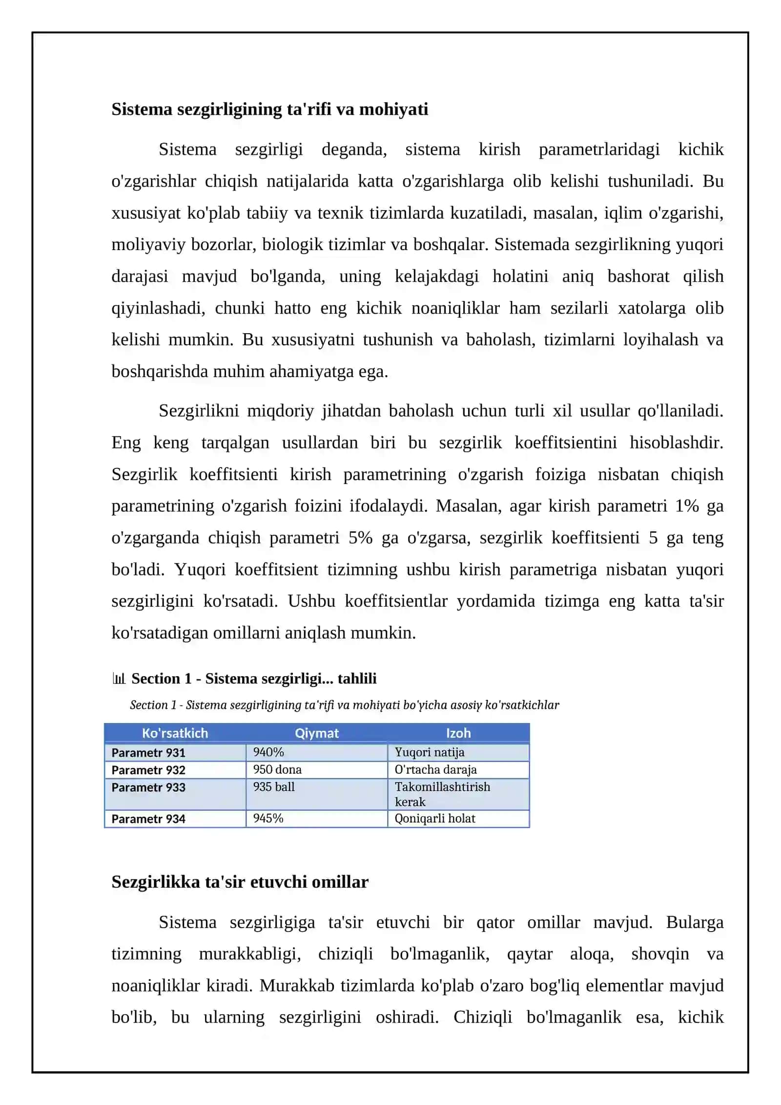 Sistemalarning sezgirlik xususiyati 4