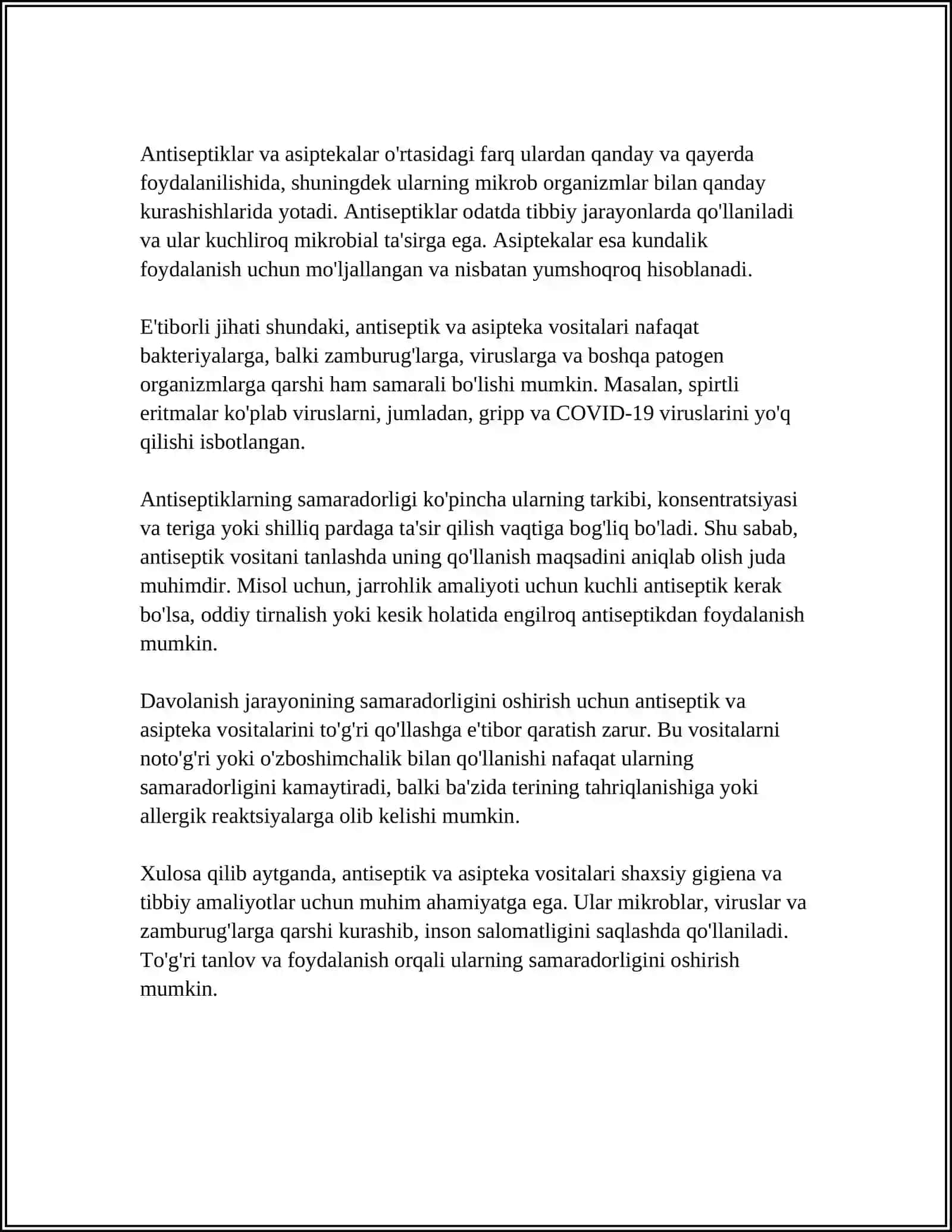 ASIPTEKA VA ANTISEPTIKA TAMOYILLARI. ULARNING TURLARI 4