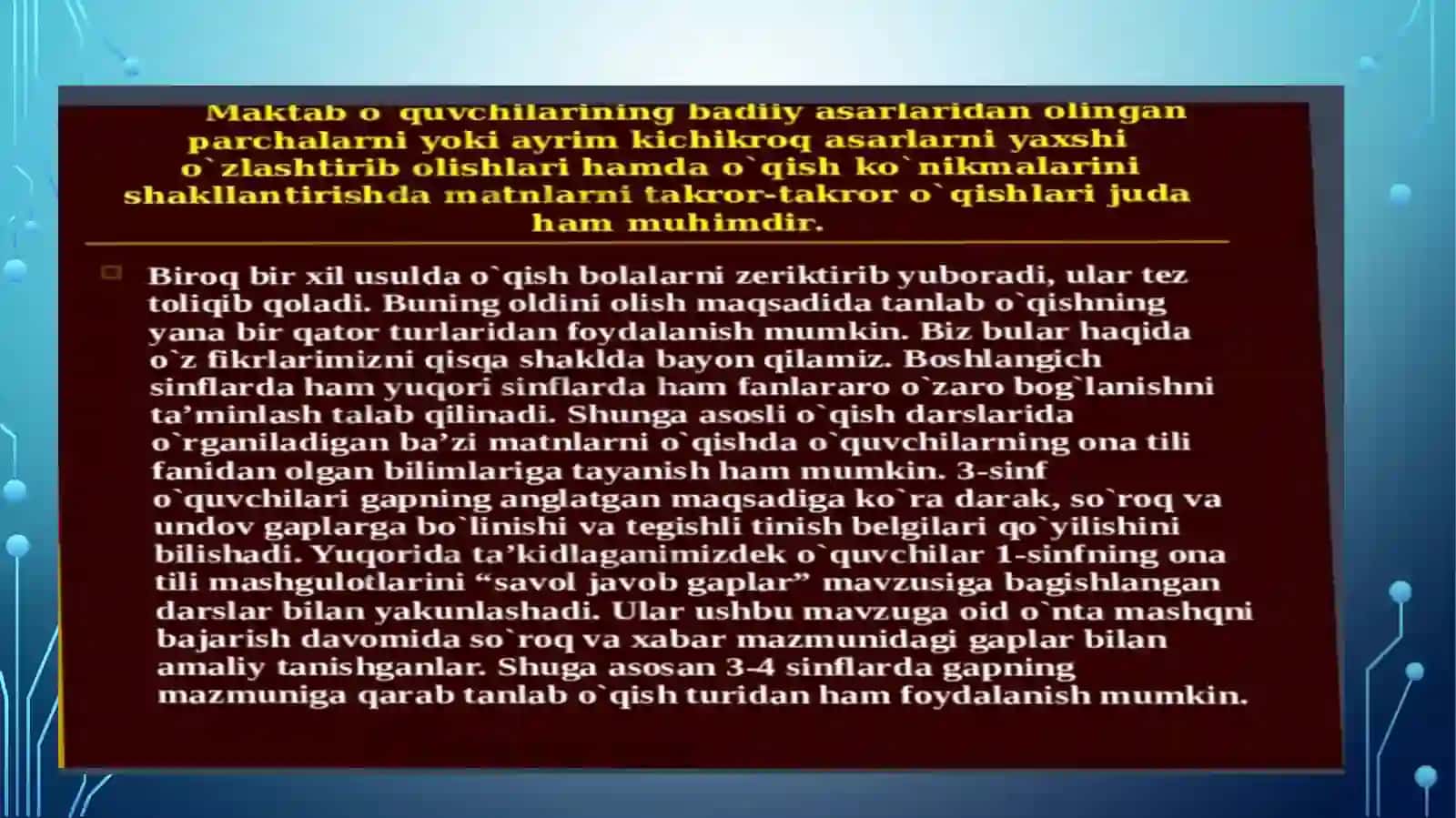 OʻQISH DARSLARIDA QOʻLLANILADIGAN METODLARGA TAVSIF 4