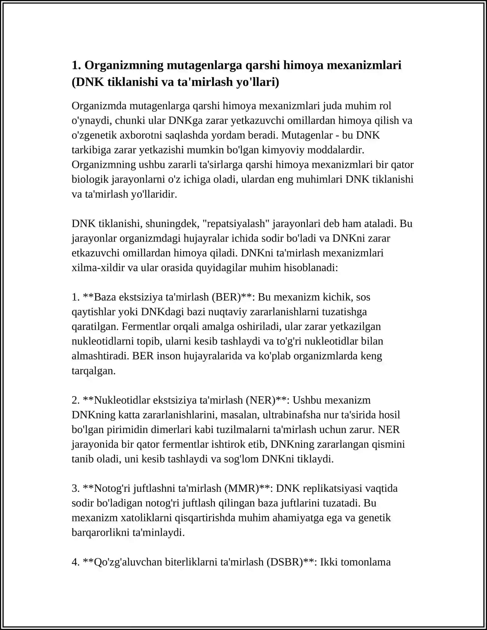 ORGANIZMNING MUTAGEN TA'SIRIGA CHIDAMLILIGI. TOMAS MORGANNING XROMOSOMA NAZARIYASI. JINS GENETIKASI 4