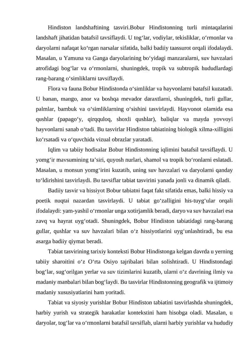 BOBURNOMADA HIGʻNDISTONIV TABIATINING BADIIY TASVIRI 4