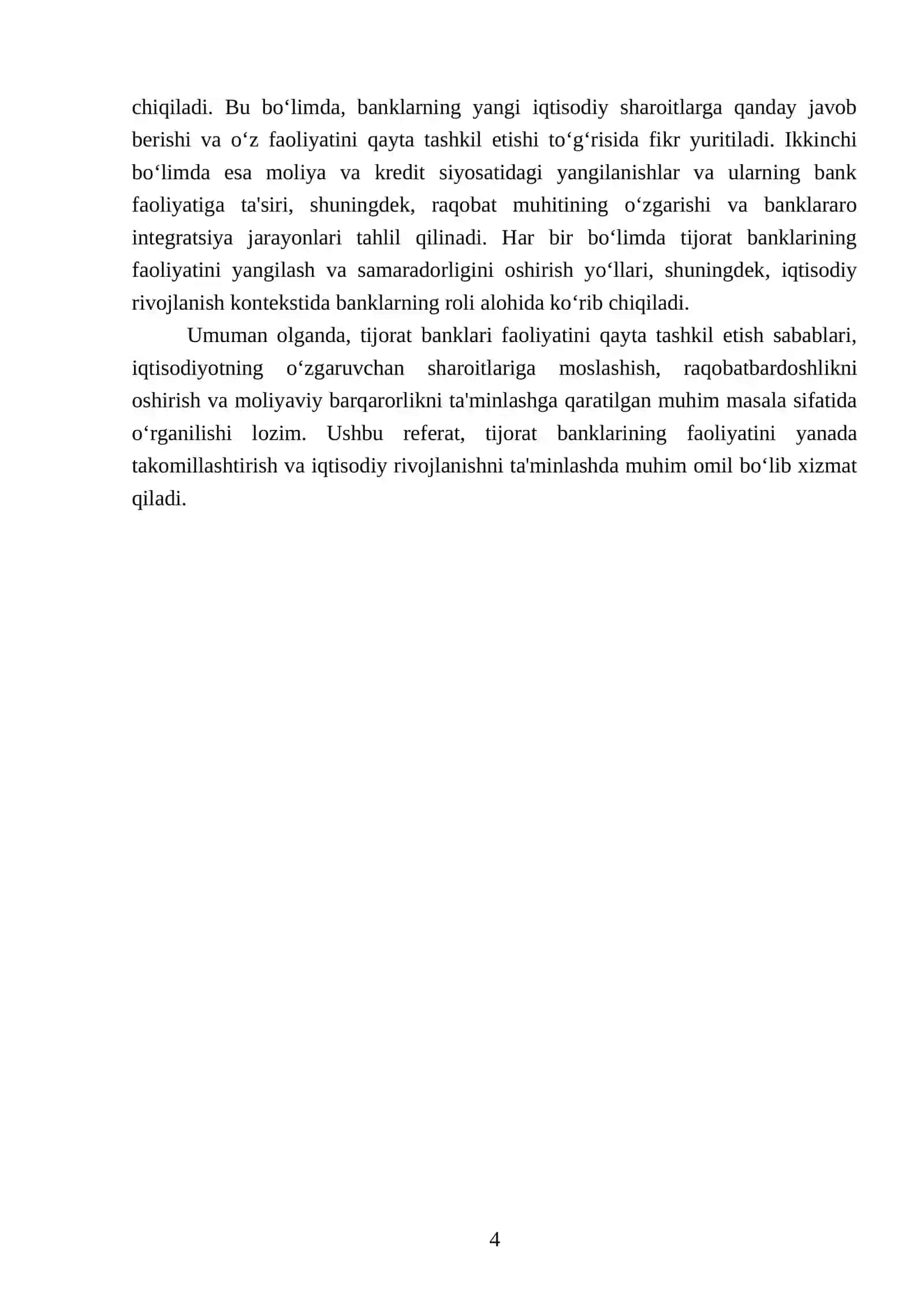 Tijorat banklari faoliyatini qayta tashkil etish sabablari 4