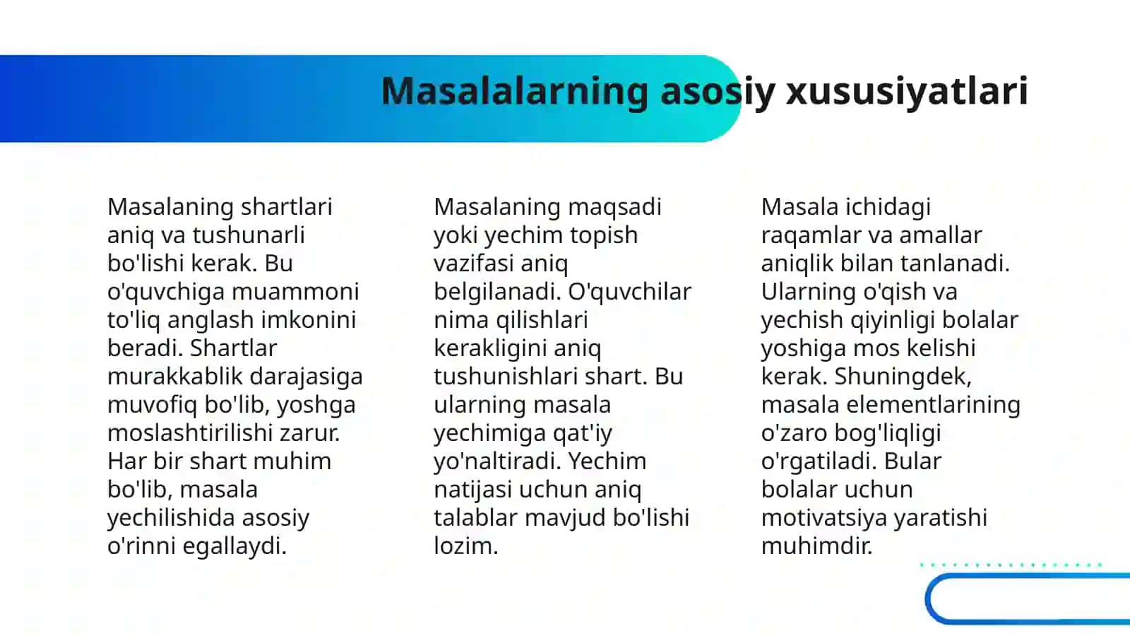 ARIFMETIK MASALALAR YECHISHGA OʻRGATISH METODIKASI.MASALA VA UNING TARKIBI.1-2-SINFLAR MISOLIDA 4