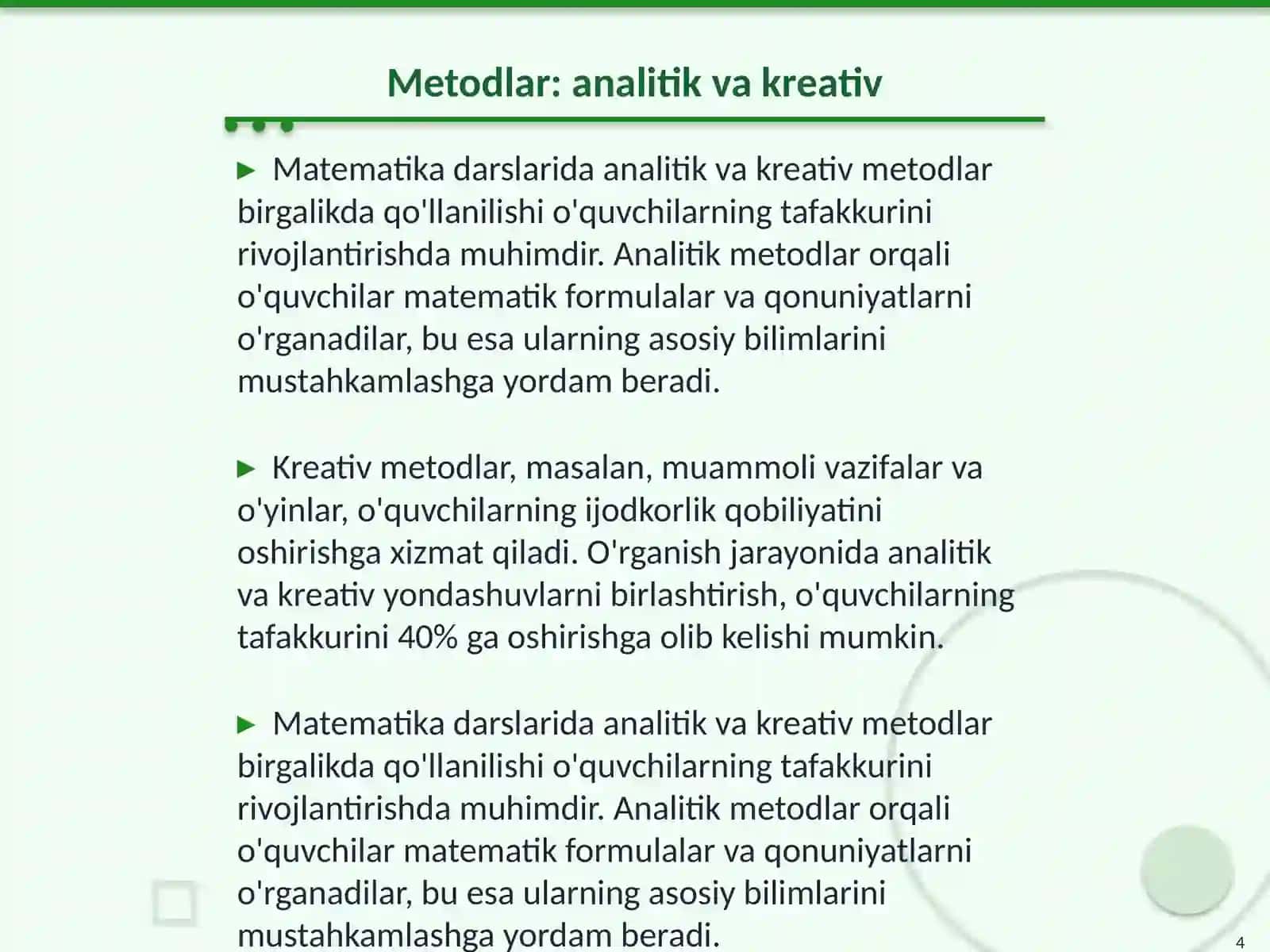 Matematika darslarda tafakkur shakllarini rivojlantirish 4