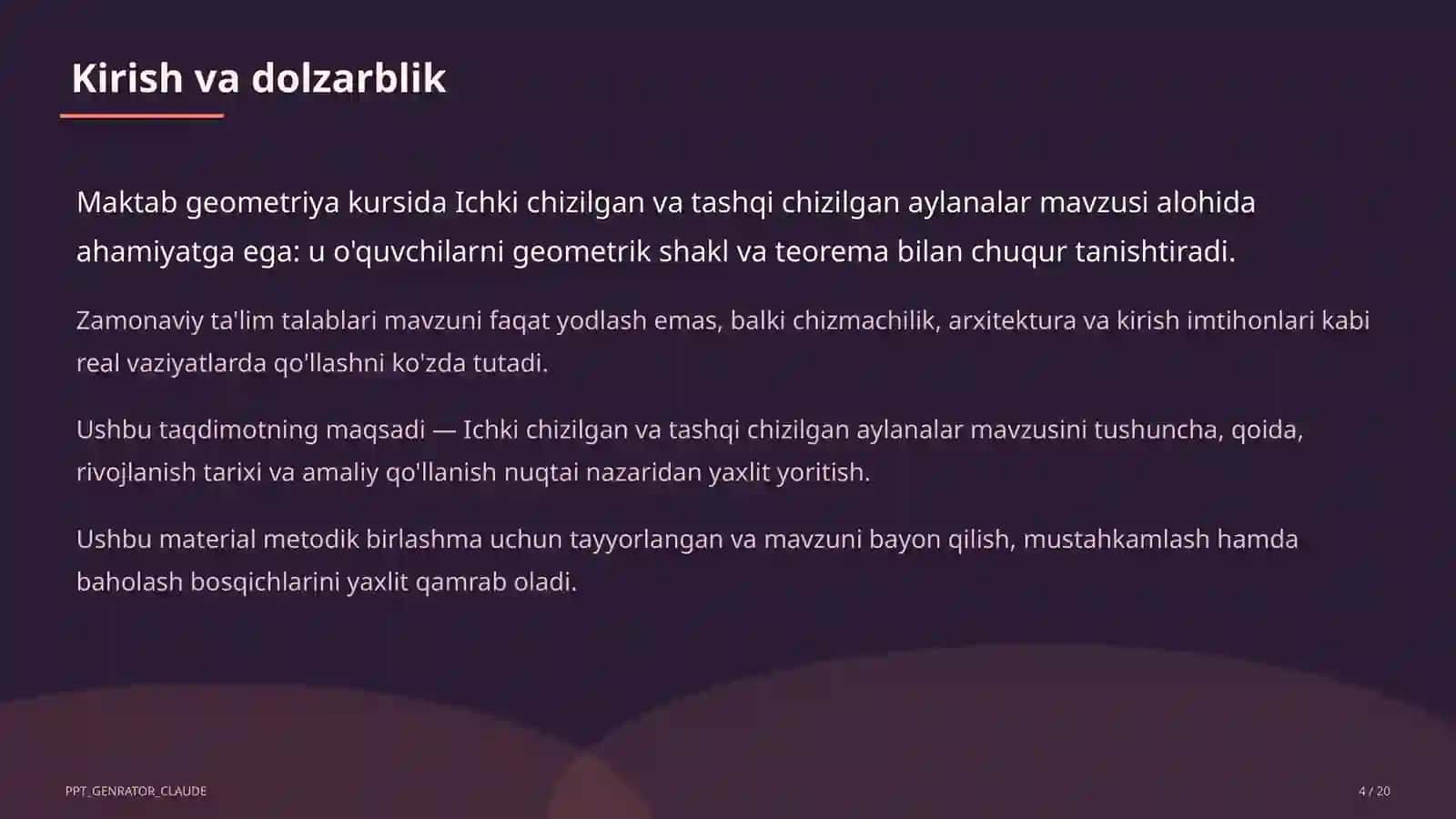 Geometriya (7–11) — metodik birlashma uchun 4