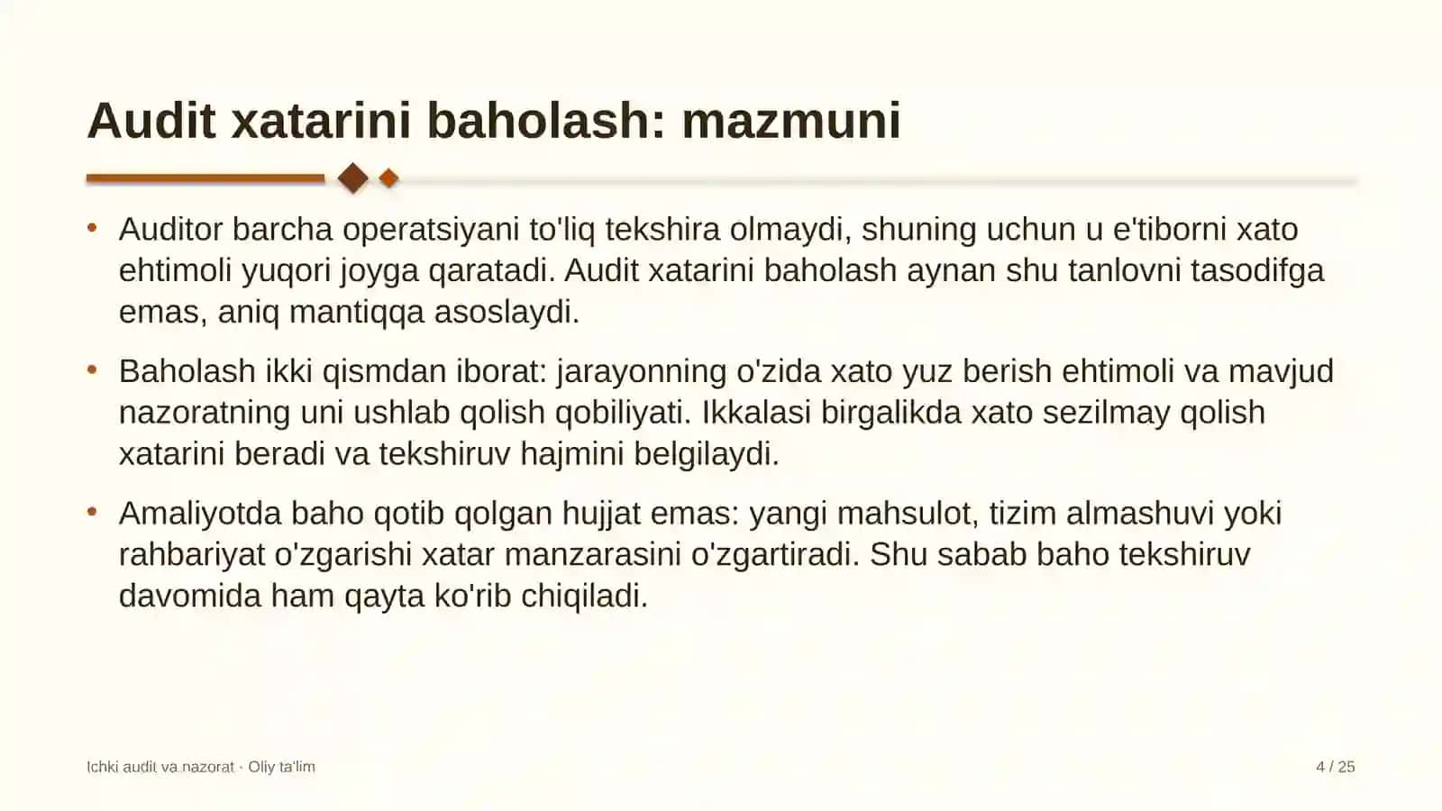 Keytering xizmatida audit xatarini baholash 4