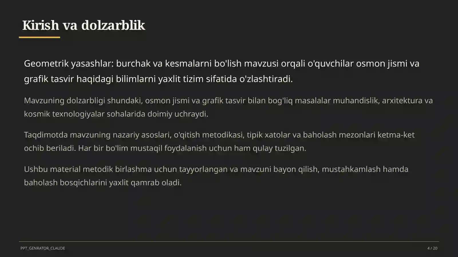 Geometrik yasashlar: burchak va kesmalarni bo'lish (8-sinf) 4