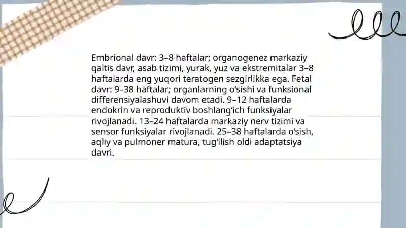 Odamlar embriologiyasi qaltis davrlari 4