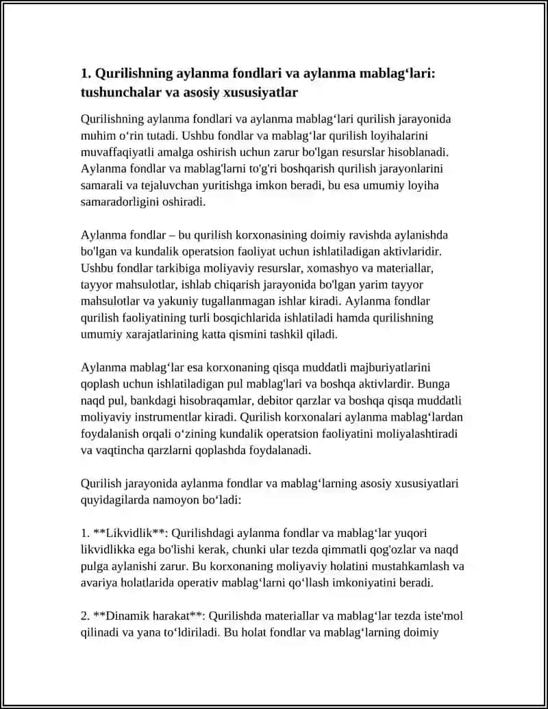 Qurilishning aylanma fondlari va aylanma mablagʻlari 4