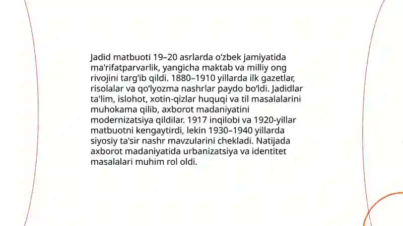 Yangi Oʻzbekistonda Mediasavodxonlik 19 21 asrlar 4