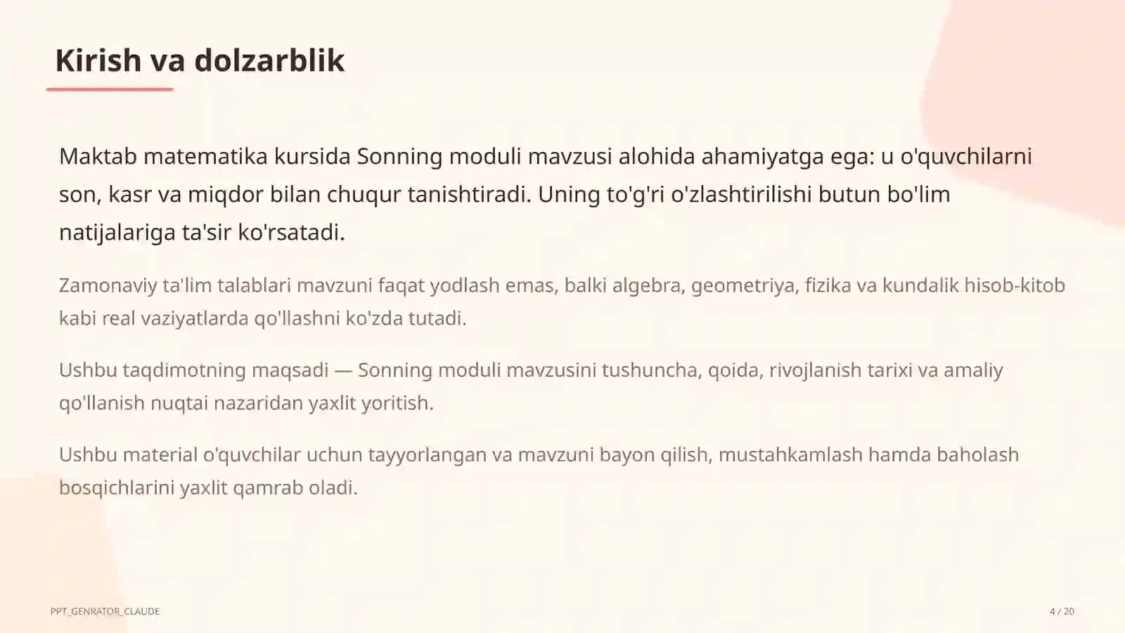 Sonning moduli (6-sinf) 4
