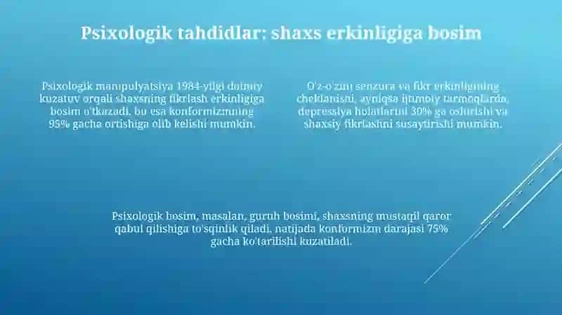 Shaxsga yo'naltirilgan axborot: Psixologik, diniy va madaniy tahdidlar 4