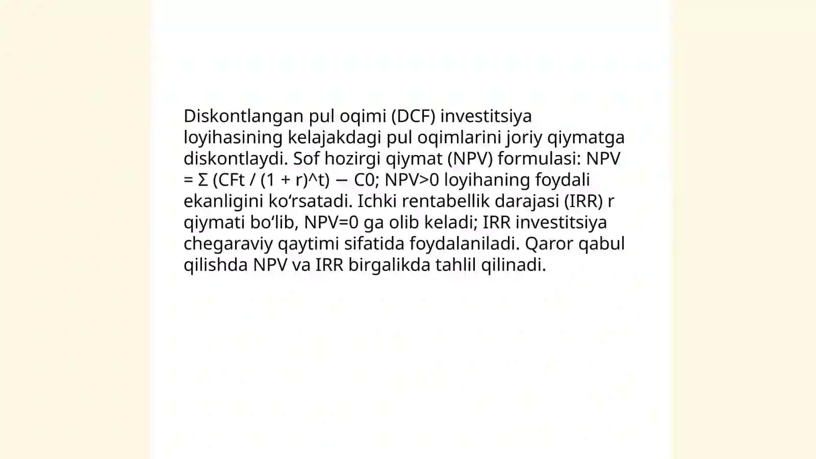 Investitsion qiymat 4
