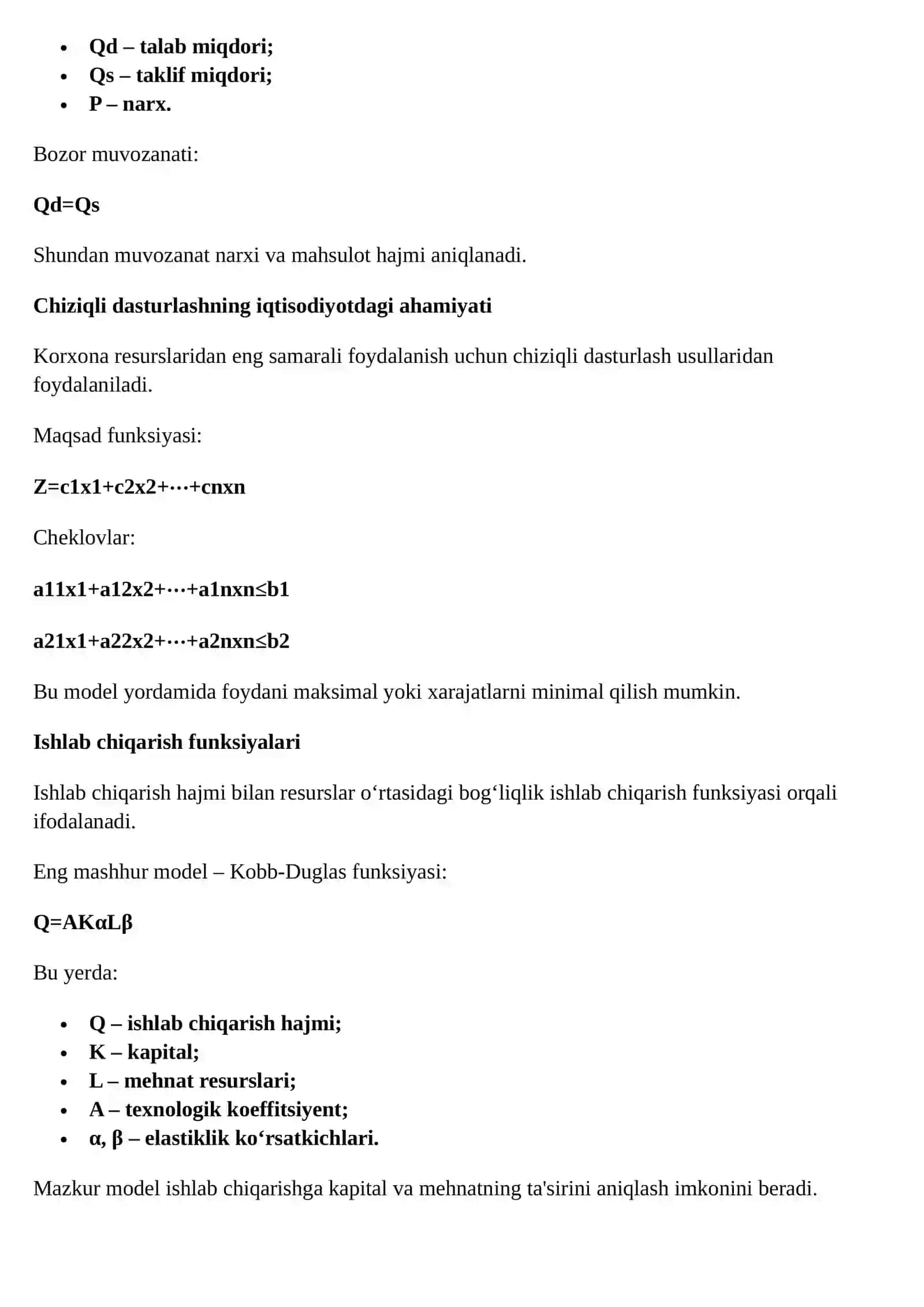 Bozor iqtisodiyoti jarayonlarini modellashtirish 4