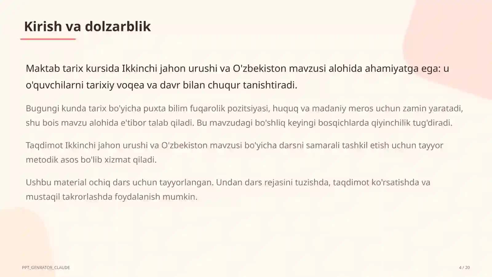 Ikkinchi jahon urushi va O'zbekiston (10-sinf) 4