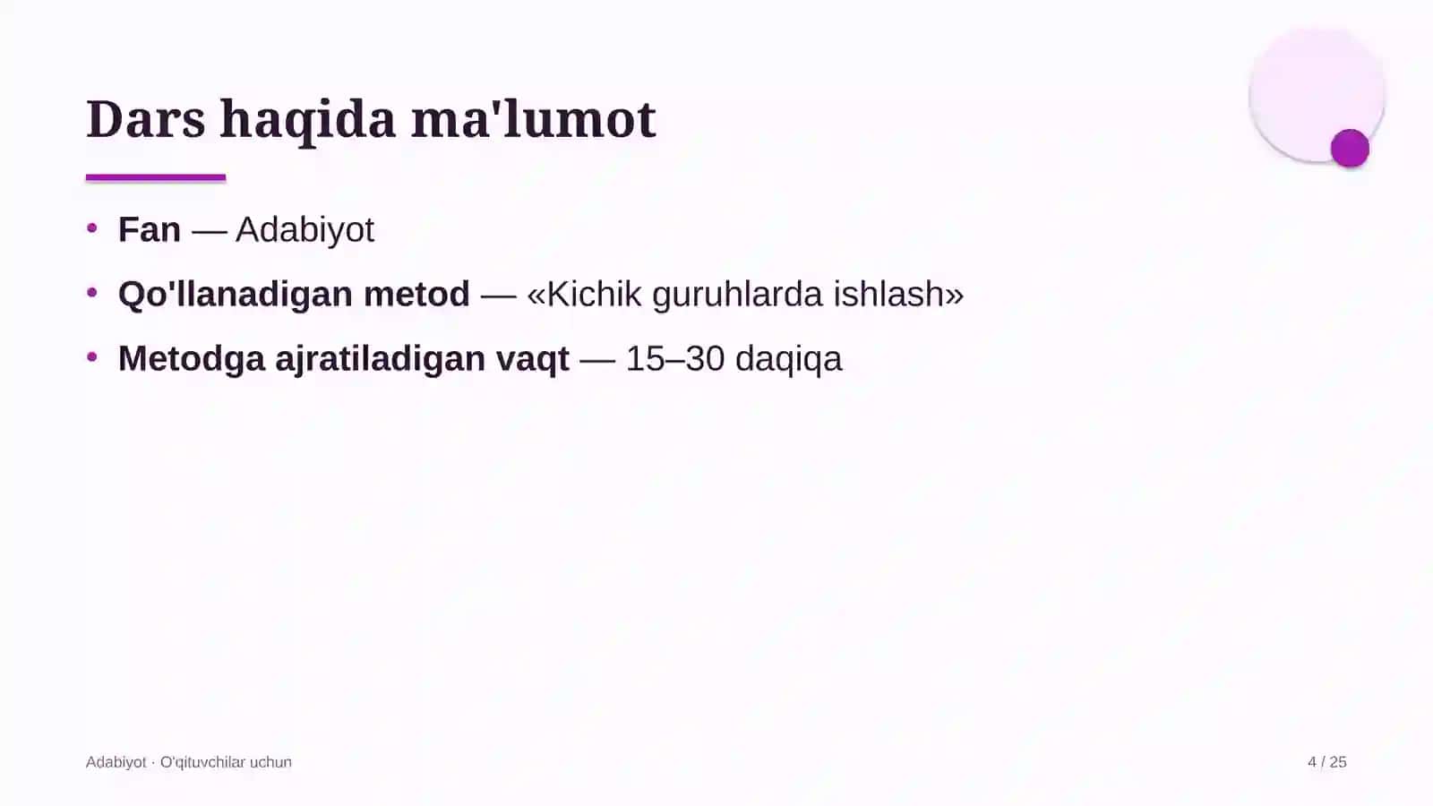 adabiyot darslarida kichik guruhlarda ishlash metodidan foydalanish 4363 4