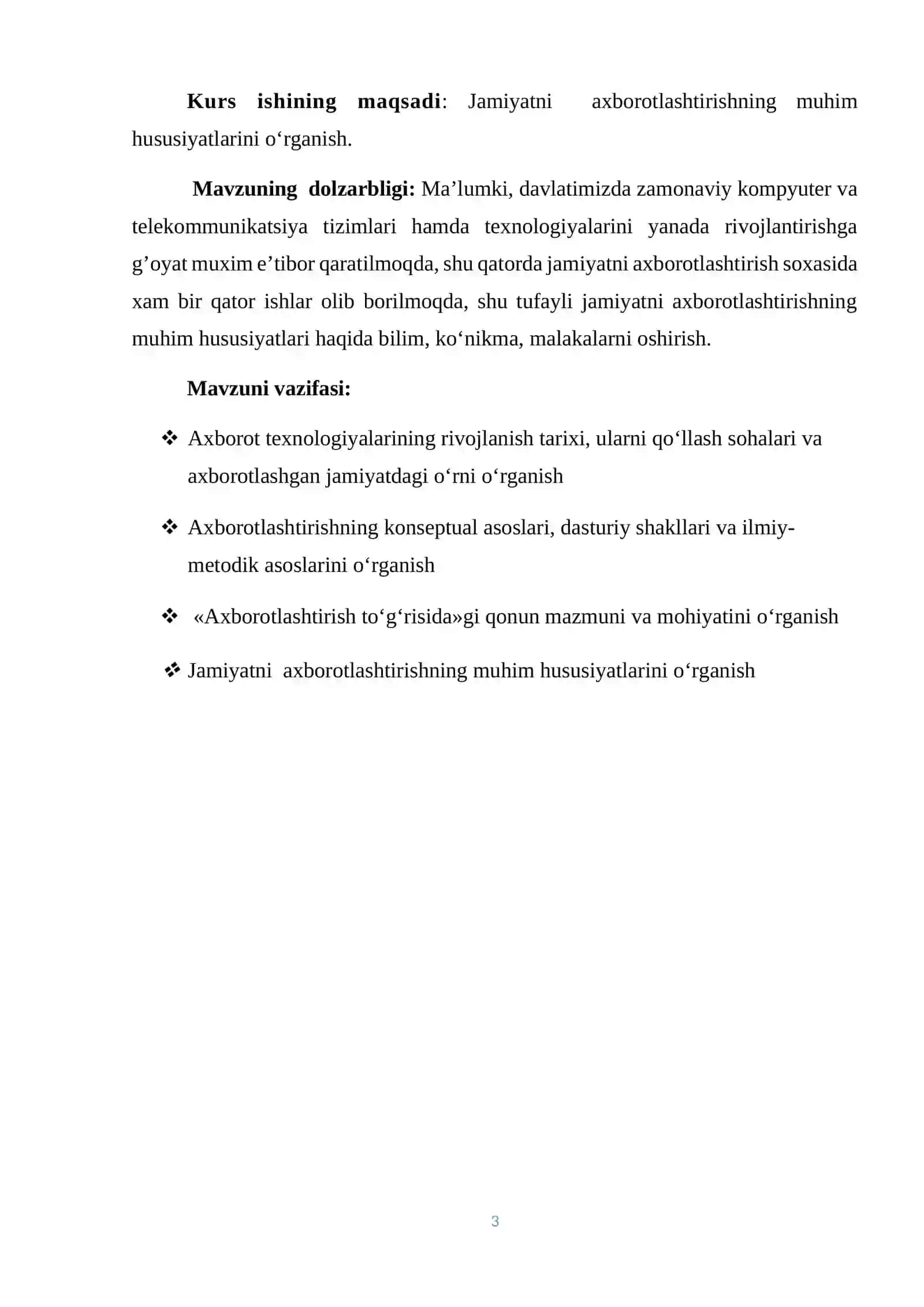 “Axborot texnologiyalari va axborotlashgan jamiyat” Referat 4