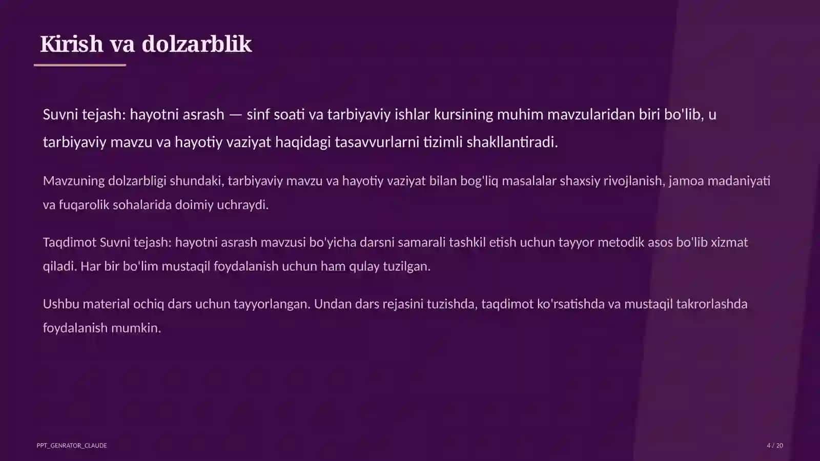 Suvni tejash: hayotni asrash 4